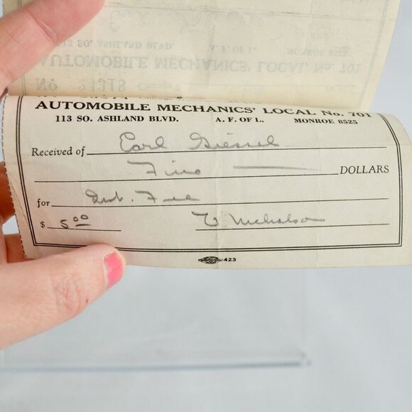 1945 1946 Automobile Mechanics' Local # 701 Receipts Lot of 3 - Picture 3 of 3